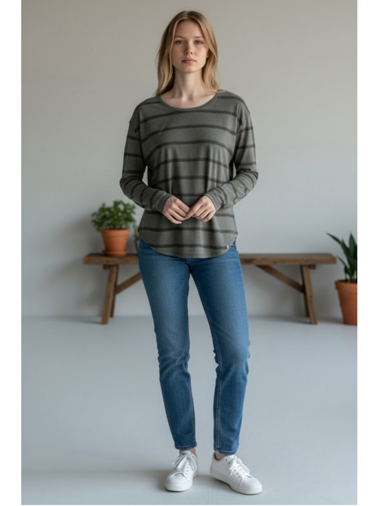 Alpine Design Tops - Alpine design long sleeve striped tshirt size xl olive